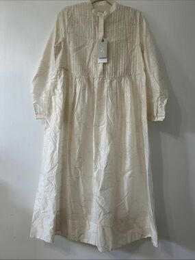 NicoBar Crescent Pintuck Kurta Ivory/Silver Cotton/Silk Size Medium NWT Tunic